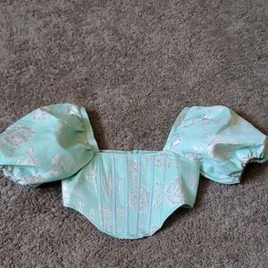 Mint Co Ord Brocade Corset - Missguided